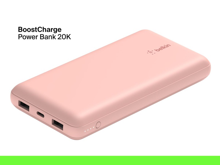 Павербанк Belkin Pink 20 000 mAh / 15 Вт (BPB012BTRG) — Емкость 20 000 mAh для длительной зарядки