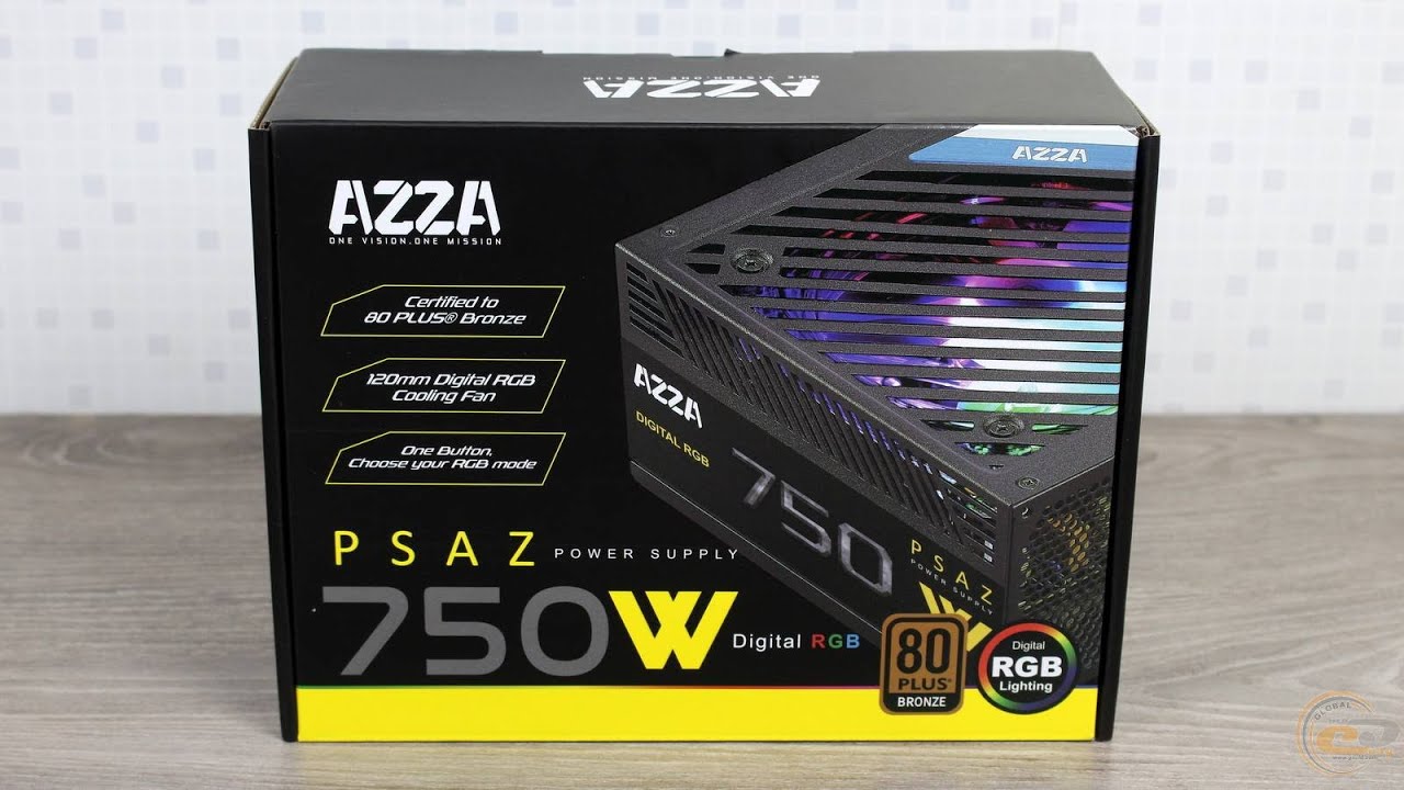 Блок питания AZZA ATX 750W PSAZ-750W (PSAZ-750W) — Сертификация 80 PLUS Bronze для энергоэффективности