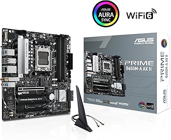 Материнська плата ASUS PRIME B650M-A WIFI II (PRIME B650M-A WIFI II) (Socket AM5, AMD B650, Micro-ATX) — Micro-ATX форм-фактор для компактних систем