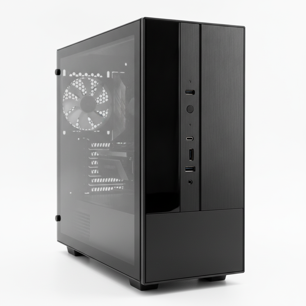 Корпус ASUS Prime AP201 Tempered Glass Black (90DC00G0-B39010) — Mini-Tower корпус для компактных систем