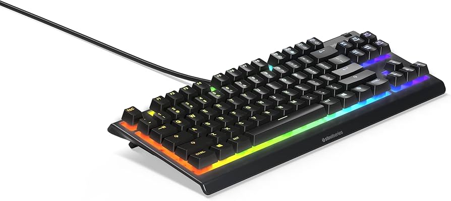 Клавіатура SteelSeries Apex 3 TKL RGB USB Black (64831) — Дротове підключення для стабільності сигналу